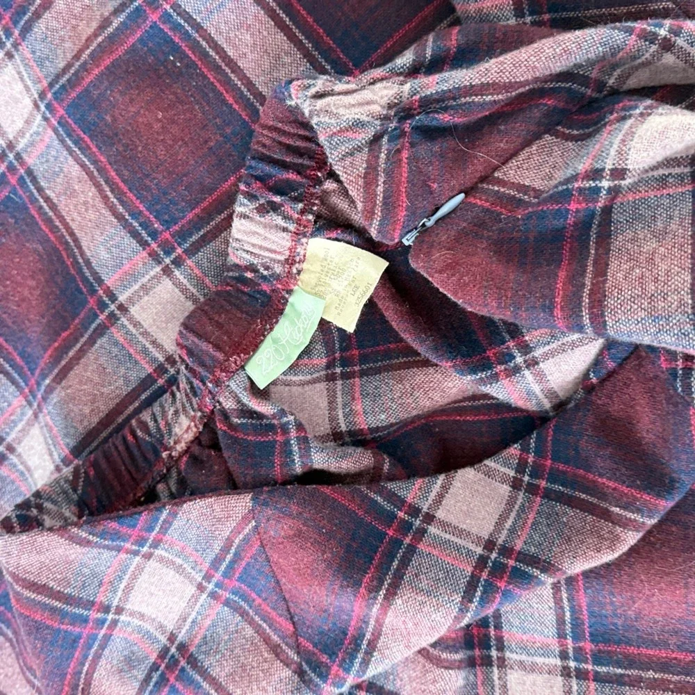 220 Hickory Vtg Maxi Skirt Dark Academia Purple Plaid Wool Blend Side Zip Long L - Picture 10 of 10